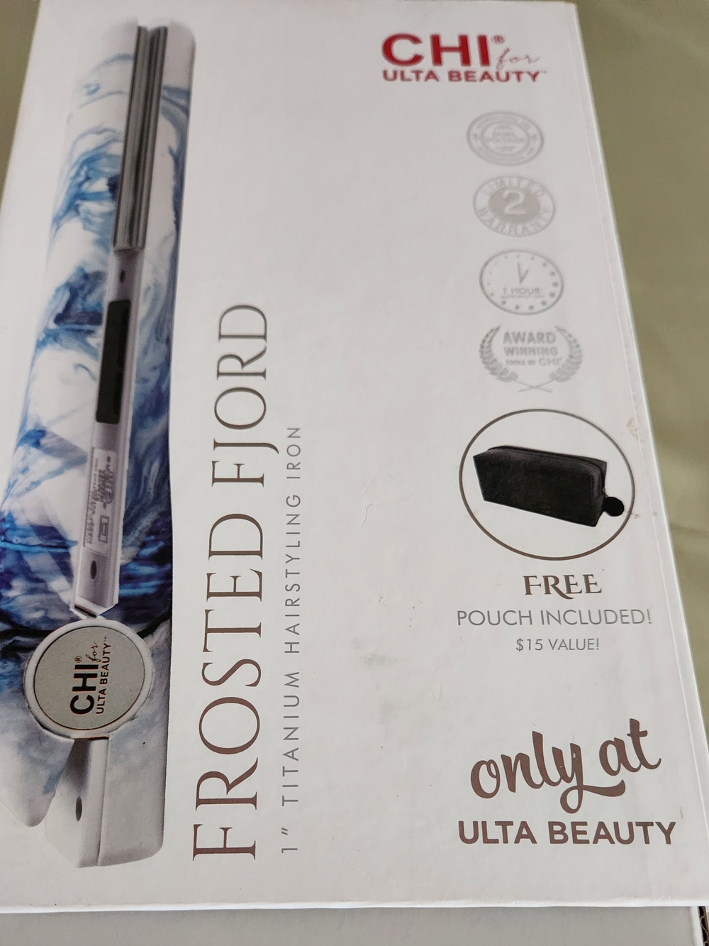 CHI Frosted Fjord 1" Titanium Hairstyling Iron - White/Blue Marble